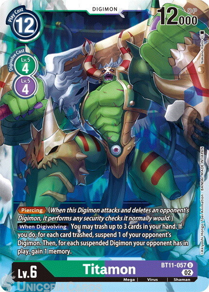 BT11-057 Titamon :: Uncommon Foil :: BT11: Dimensional Phase :: Mint Digimon Car
