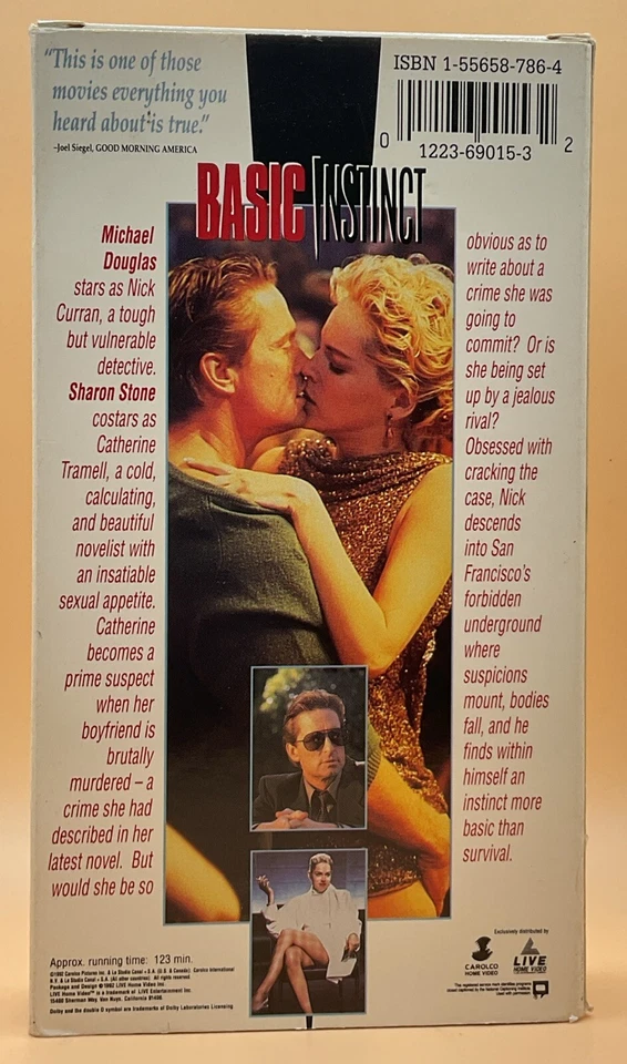 Basic Instinct VHS 1992 Michael Douglas **Buy 2 Get 1 Free** - Image 2 of 3