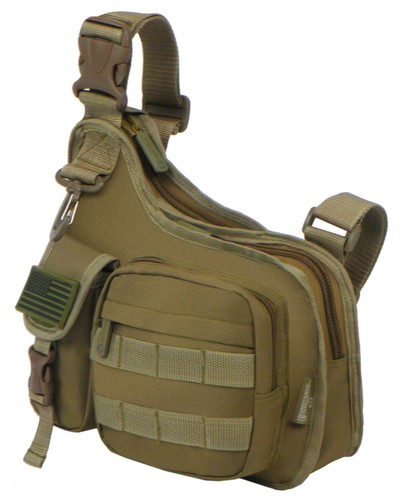East West USA Tactical Shoulder Sling Trail Walker Utility Bag RT518 TAN - Picture 2 of 5