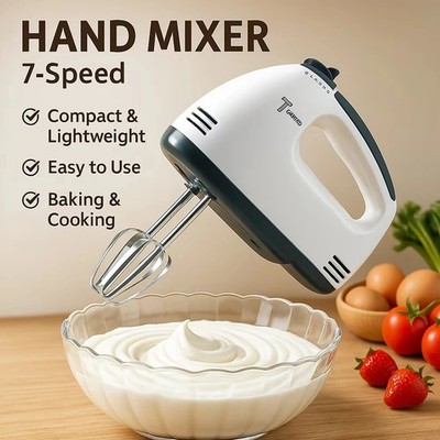 Elektrisch angetrieben 7 Geschwindigkeiten Küche Handmixer Schneebesen Ei Schläger, Kuchen & Backen