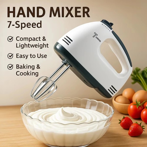 Batidor de mano de cocina eléctrico de 7 velocidades batidor de huevos, pastel y horneado