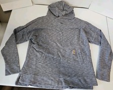 Carhartt Womans Large 12-14 Gray Relaxed Fit Pullover Long Sleeve Hoodie