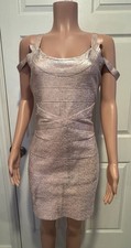 JS Collection Rose Gold Bodycon Bandage Mini Dress Size: M Retail $300