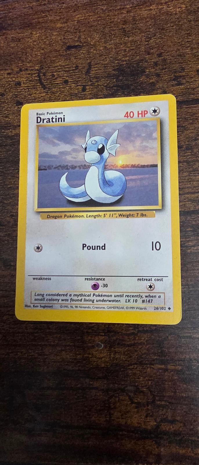 Dratini 26/102 Uncommon Base Set Unlimited Pokemon Lightly Played