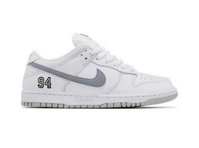 Size 9 - Nike Supreme x Dunk SB Low White Metallic Silver | eBay