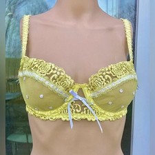 Womens Adore Me Yellow & White Polka Dot Lace...