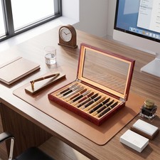 12 Slots Fountain Pen Wood Display Tray Case Organizer Storage Collector Box Red