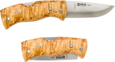 HELLE Knives Nipa Folding Knife Curly Birch 2.72in