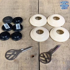 Early 50s Volkswagen VW Bug Parts - Oval SG Key Blanks Ribbed Escutcheons Plugs