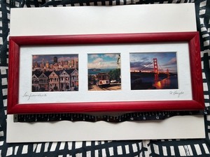 San Francisco Photos Framed Wall Art 15.5 x 6 Inch Red Frame Painted Ladies