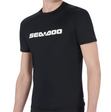 New OEM Sea-Doo Men's Black Signature Short Sleeve Rashguard, XL - 4544871294