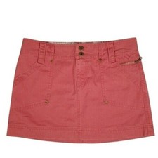 Old Navy Burnt Red Cargo Mini Skirt Size 2 Distressed Trim Zipper Pockets