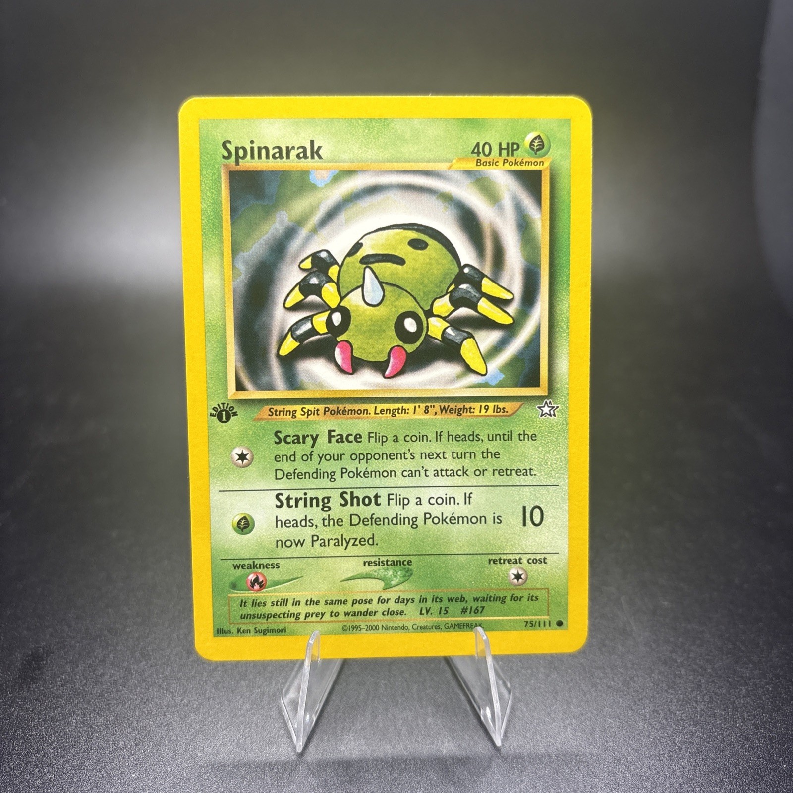 Pokemon TCG - Spinarak 75/111 - 1st Edition Vintage Card -  Neo Genesis (NM) -j