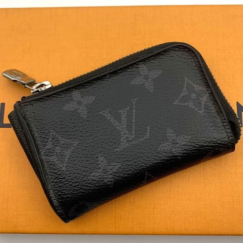 Louis Vuitton Portomone Jules Coin Wallet Black Monogram Eclipse 7x11 in
