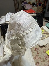 Vintage Christening Gown with Hat Cotton/Eyelet Lace Set