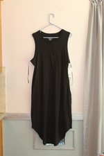Time and Tru Women's Size L Sleeveless Button Front Midi Swing Dress Black NWT