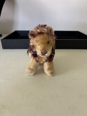 Steiff Leo Lion 1960s Mohair Plush 4.5  Has Paper Tag Missing One Eye