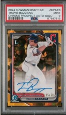Travis Bazzana 2024 Bowman Chrome 1st Sapphire Gold Auto /50 PSA 9