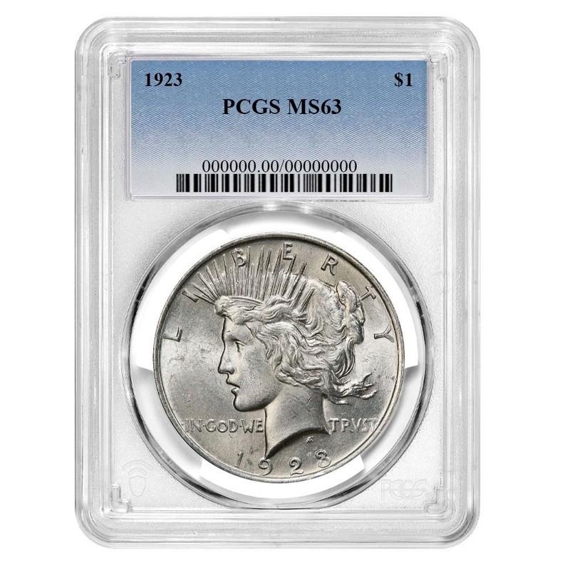 1923 $1 Peace Silver Dollar PCGS MS63