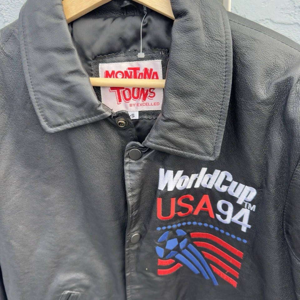 Chaqueta de cuero Montana Toons Mundial 1994 Estados Unidos México Italia España Brasil Foto 2 de 4