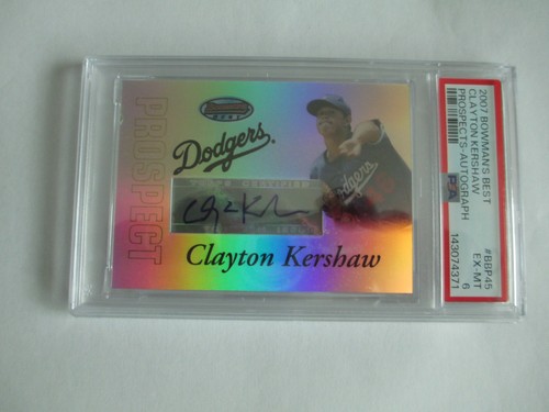 20O7 BOWMAN'S BEST CLAYTON KERSHAW PROSPECT AUTO ROOKIE CARD PSA 6 EX/MINT