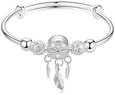 925 Sterling Silver Bead Spinner Bangle Bracelet Women Anxiety Freely Unzip Tool