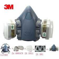 Original 3M 7502 7 Piece Suite Respirator Painting Spraying Face Gas Mask