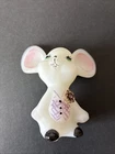 Fenton Matte Milk Glass Mouse Figurine - HandPainted and Signed S Smith Size 3x3