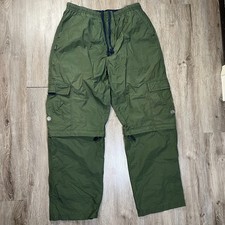 VTG OP Ocean Pacific Baggy Cargo Convetible Pants Green Large Relaxed