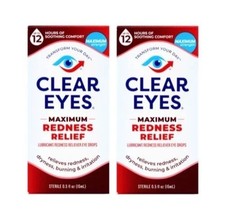 Clear Eyes Maximum Redness Relief Eye Drops 0.5 Oz 2 Pack