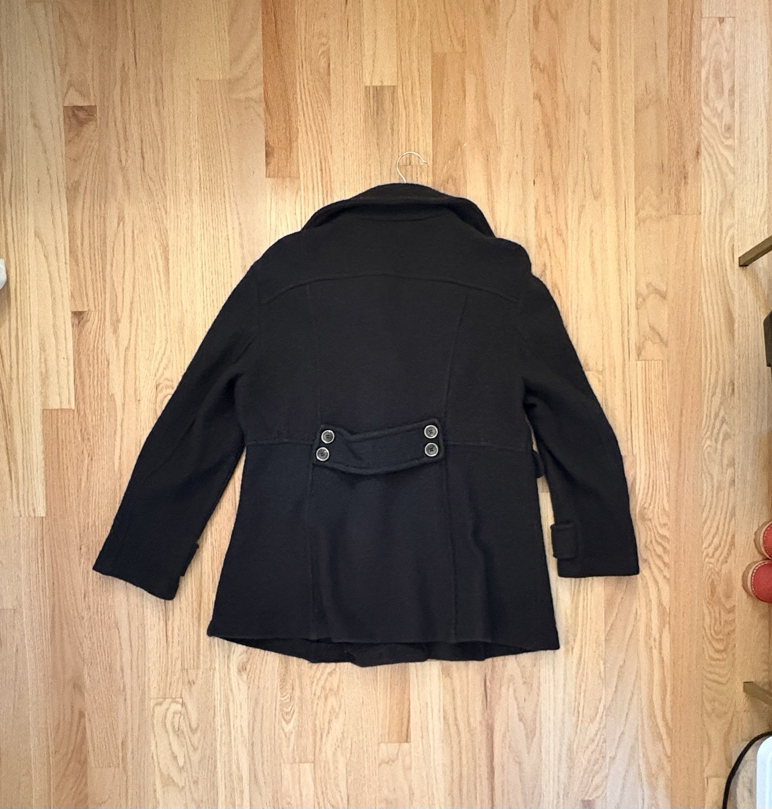 Sandro Wool Pea Coat Gray/Green Women Size Large Mid Length Button Front image 9