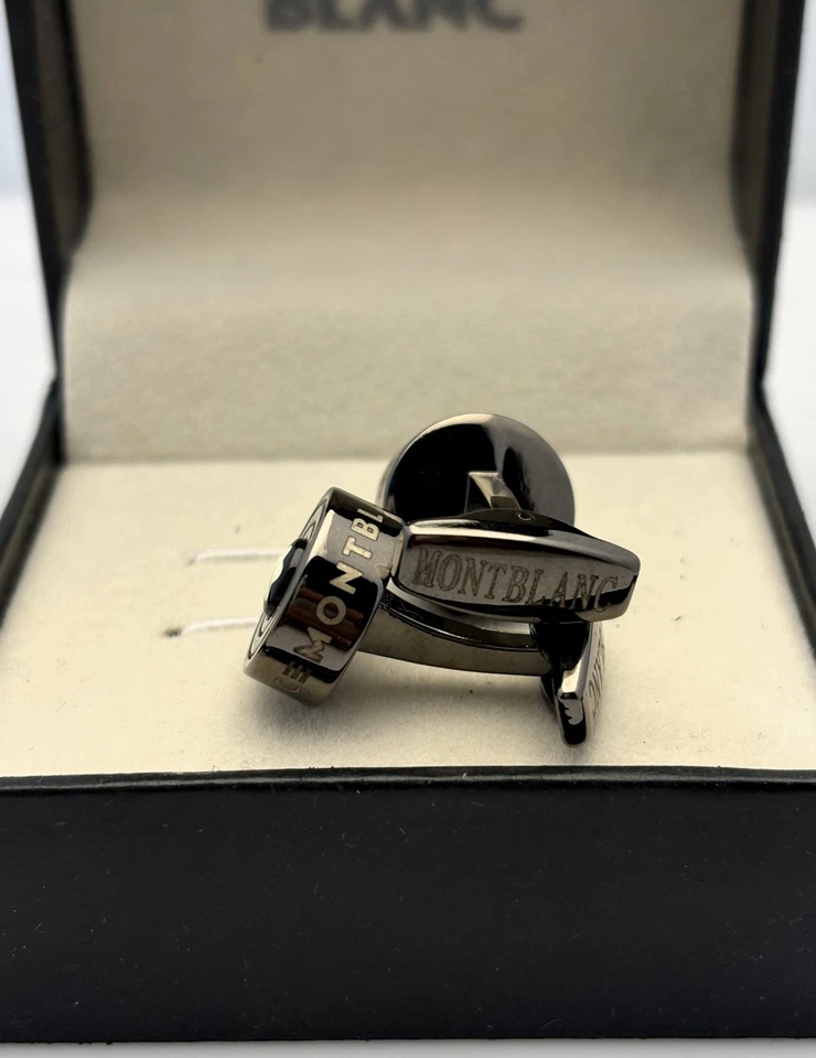Juego de gemelos Montblanc Designer emblema negro para hombre joyería de lujo en caja Foto 4 de 4