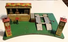Vintage Marx Roadside Rest Gas Oil Service Station Litho Tin Toy 1930'S