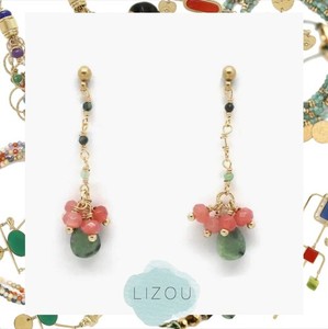 Authentic Ruby Zoisite Gemstone Cluster Dangle Earrings 24K Gold Plated Artisan Boho Chic