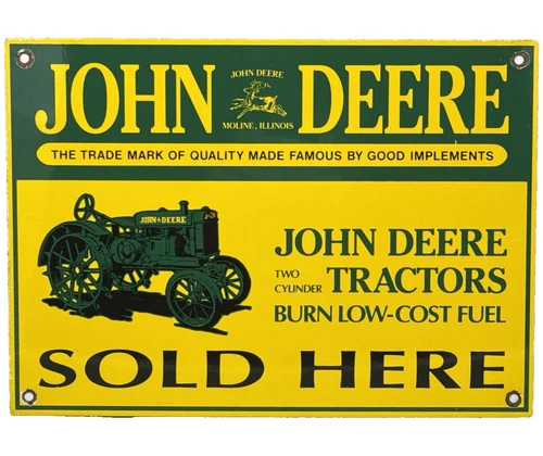 VINTAGE JOHN DEERE TRACTOR PORCELAIN SIGN SERVICE GAS OIL DEALERSHIP FARM