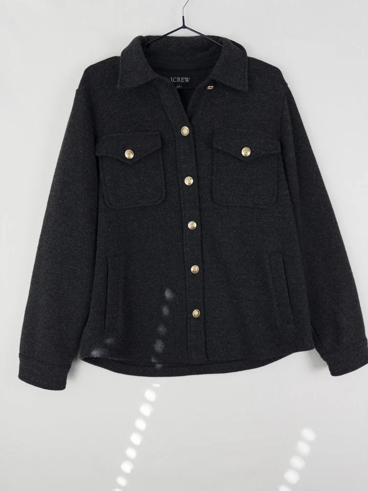 Chaqueta J Crew Para Hombres S Negro Dorado Botones Cuello Mezcla Lana Bolsillos Tejidos Sólidos Foto 2 de 4