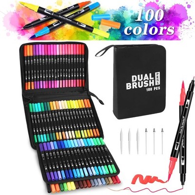 100 Farben Pinselstifte Set, Brush Marker, Doppelkopf Stiften, für Erwachsenen