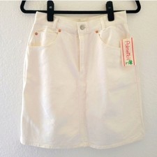 Vintage 80s Deadstock Palmetto's White Denim Skirt 100 Cotton NWT 27 Waist USA