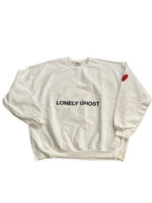 Lonely Ghost Heart On My Sleeve Sweatshirt White Crewneck Graphic Pullover XL