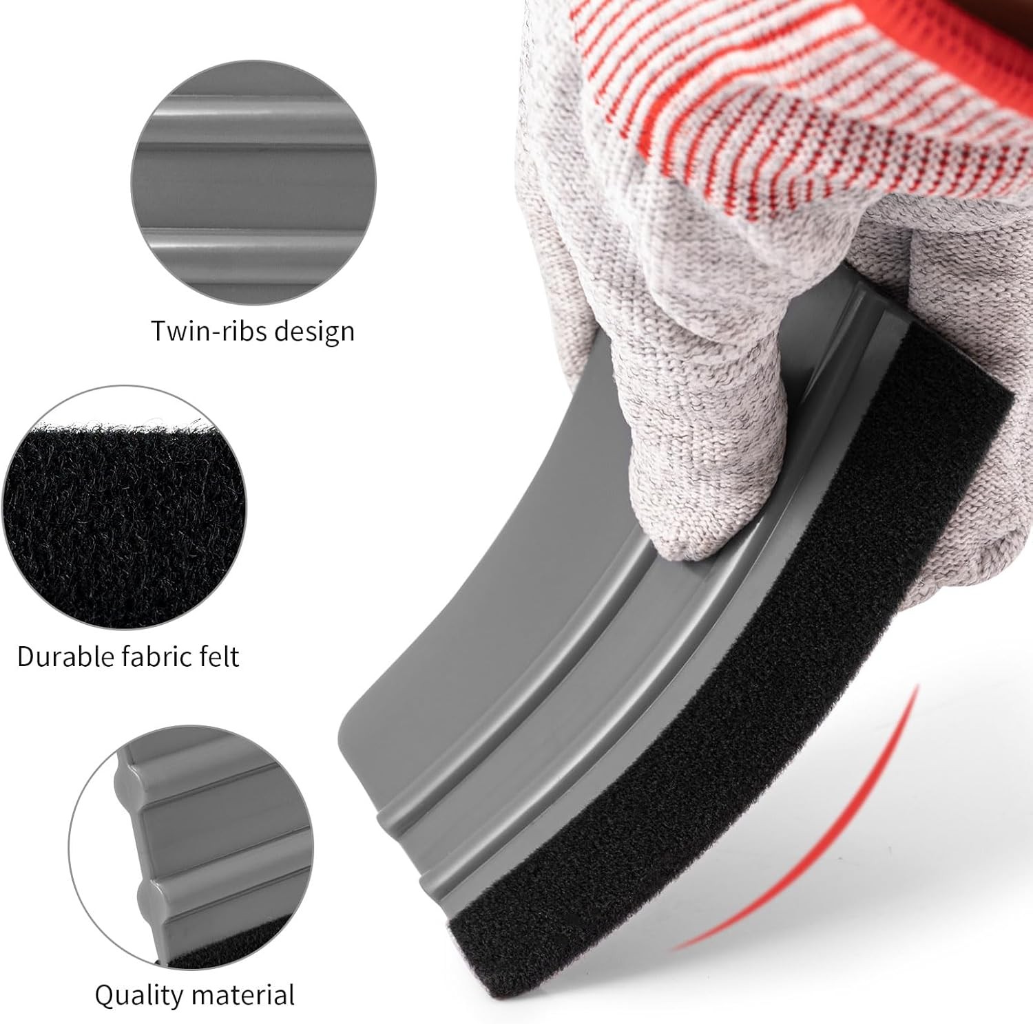 100 PCS Felt Squeegee for Vinyl - Flexible Plastic Squeegee with Fabric Gray