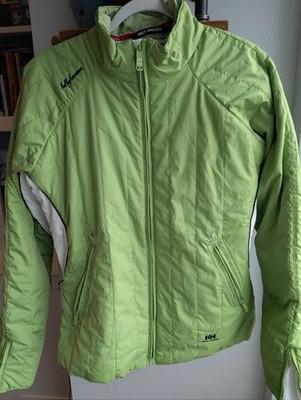VTG Helly Hansen Quilted Puffer Jacket Lime Green White Thinsulate Large Gorpcor