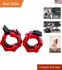 Heavy Duty 2-Inch Barbell Clamps - Quick Release Exercise Collars in Red/Black