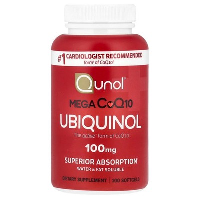 Ubiquinol CoQ10 Qunol Mega 100mg Superior Absorption 100 softgels