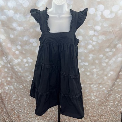 EN SAISON Anthropologie Byblos Black Babydoll Tiered Mini Dress LBD Size Small