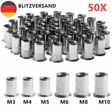 Einziehmutter Sortiment 50x M3-M10 Edelstahl Rostfrei Flachkopf Nietmuttern