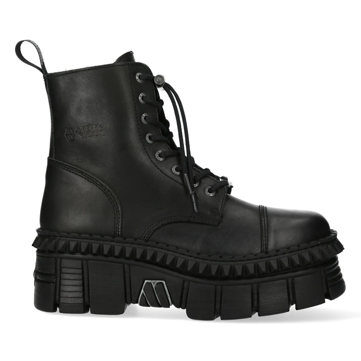 New Rock Boots Punk WALL083CCT-S6 Metallic Black Leather Platform