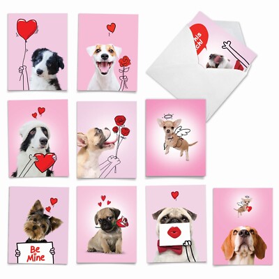 The Best Card Company - 10 Assorted Valentine's Day Note Cards (4 x 5.12 Inch...