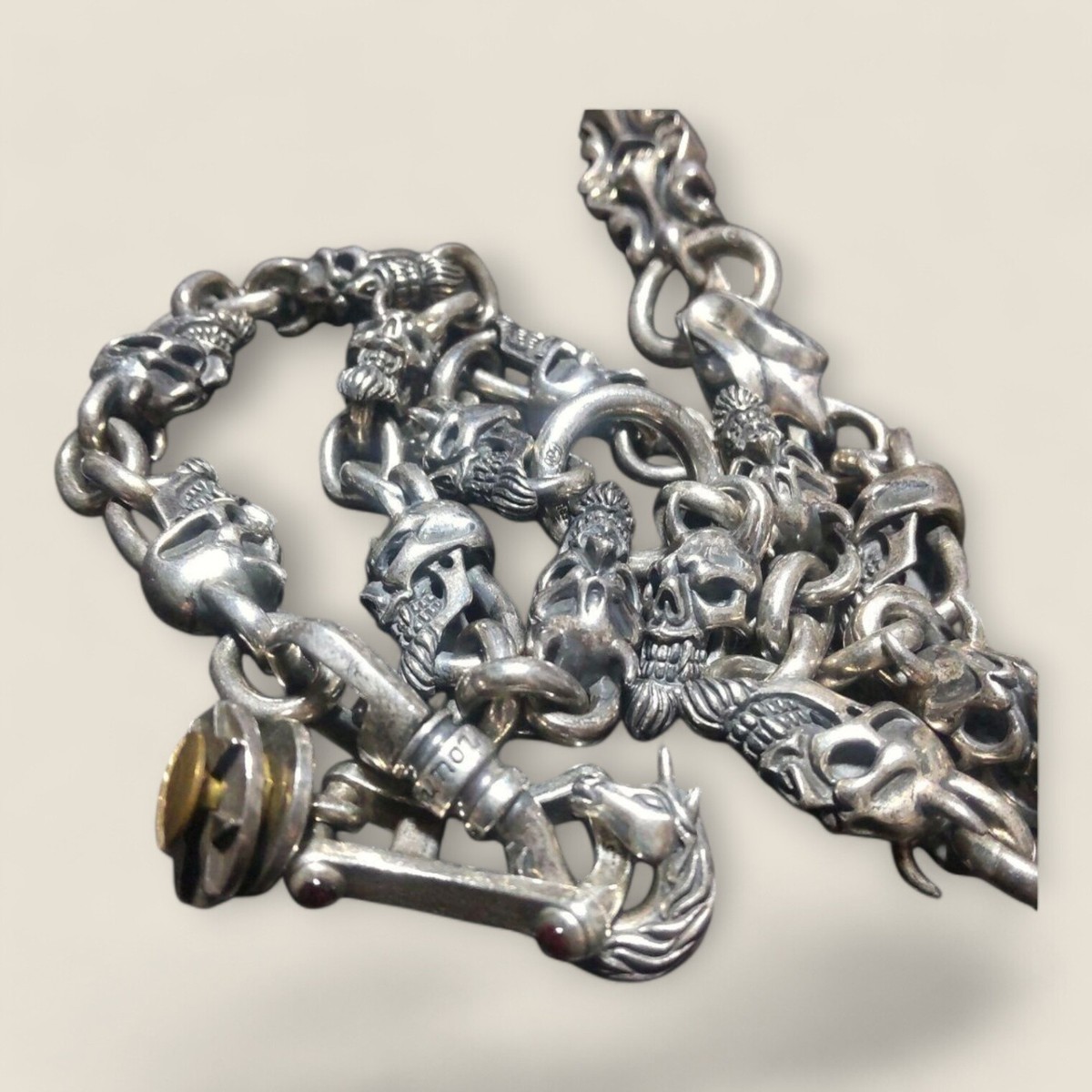 Silver 925 Wallet Chain Skull Design 63cm 314g | eBay