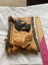 VINTAGE HANDMADE 3 D WOODEN BEARS AND LEAVES NOTEPAD 8 1/2" X 6" VINTAGE