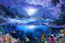 Ceramic Backsplash Tile Mural Dolphin Whale Underwater - Window to the Deep